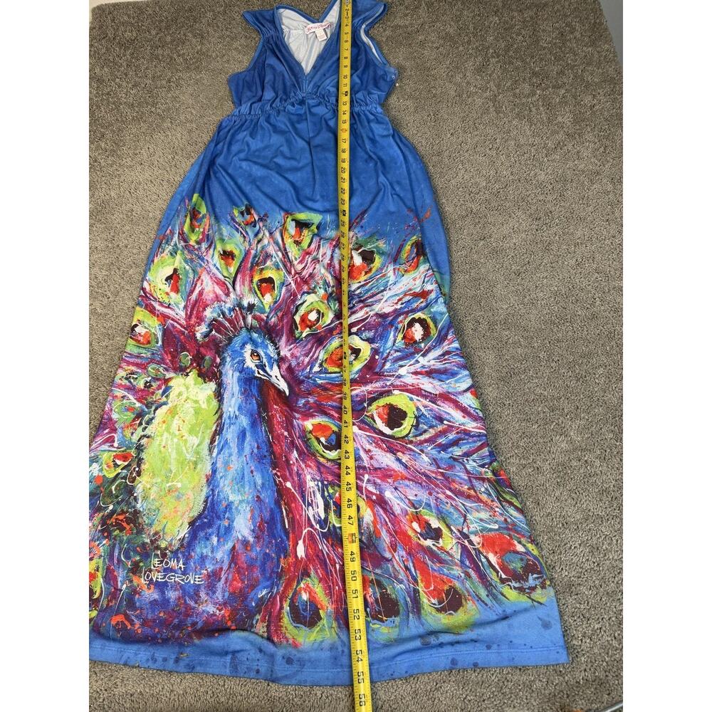 Leoma Lovegrove Dress Womens M Blue Maxi Sundress Tank VNeck Ruched Animal Print - Picture 5 of 13